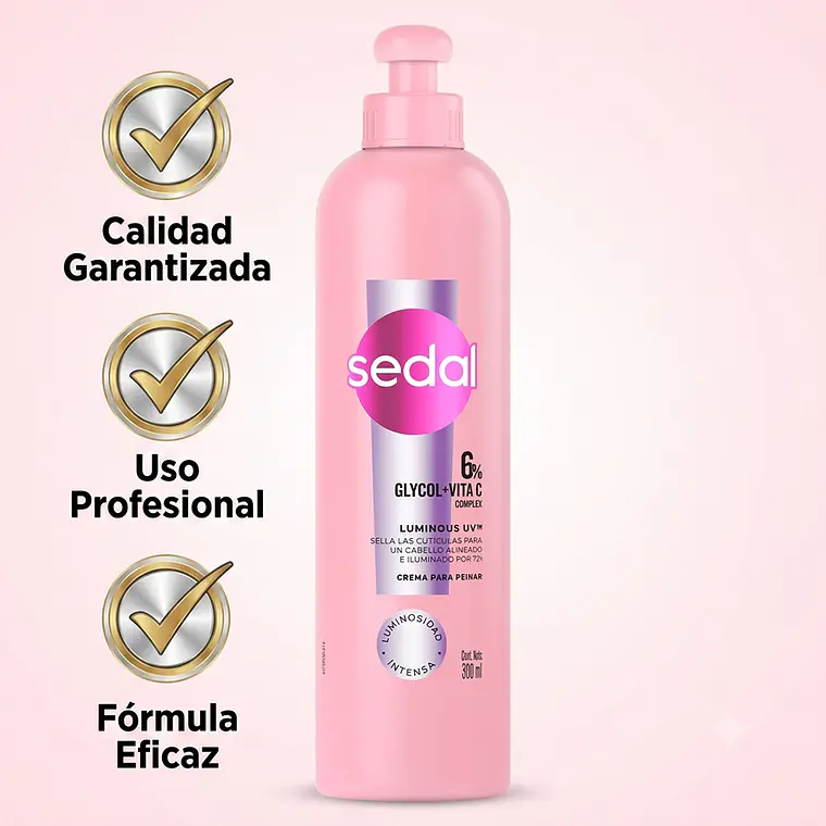 Crema Peinar Luminous Sedal 300ml Glycol Vitamina C Brillo 6