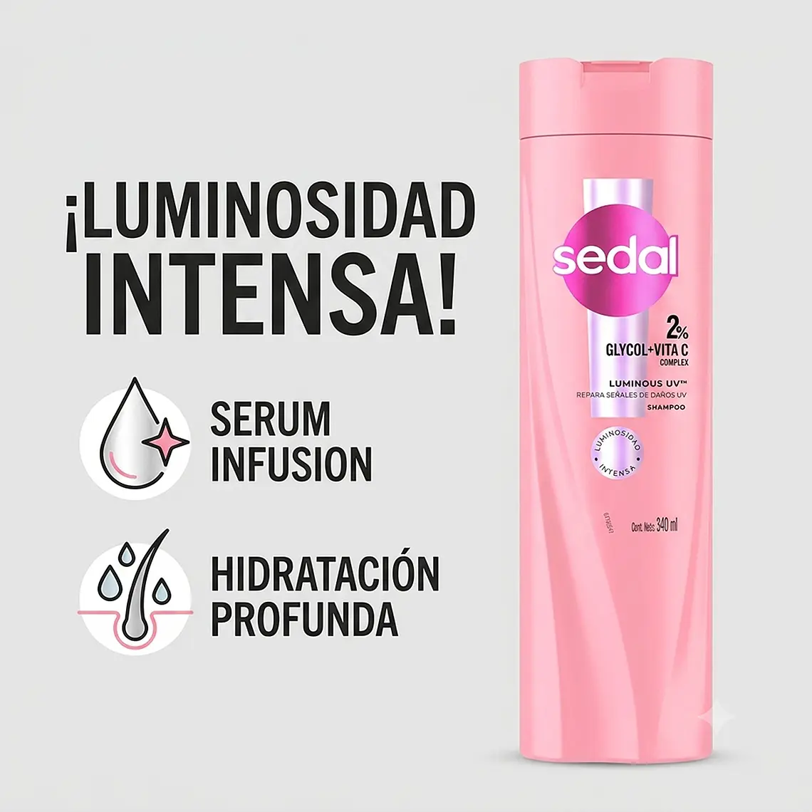 Shampoo Luminous Sedal 340ml Vitamina C Brillo Intenso 2