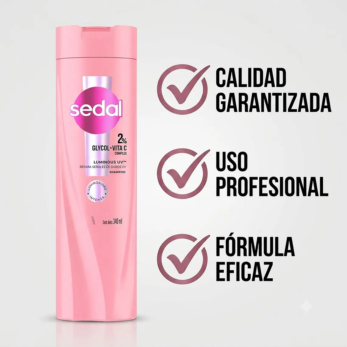 Shampoo Luminous Sedal 340ml Vitamina C Brillo Intenso 3