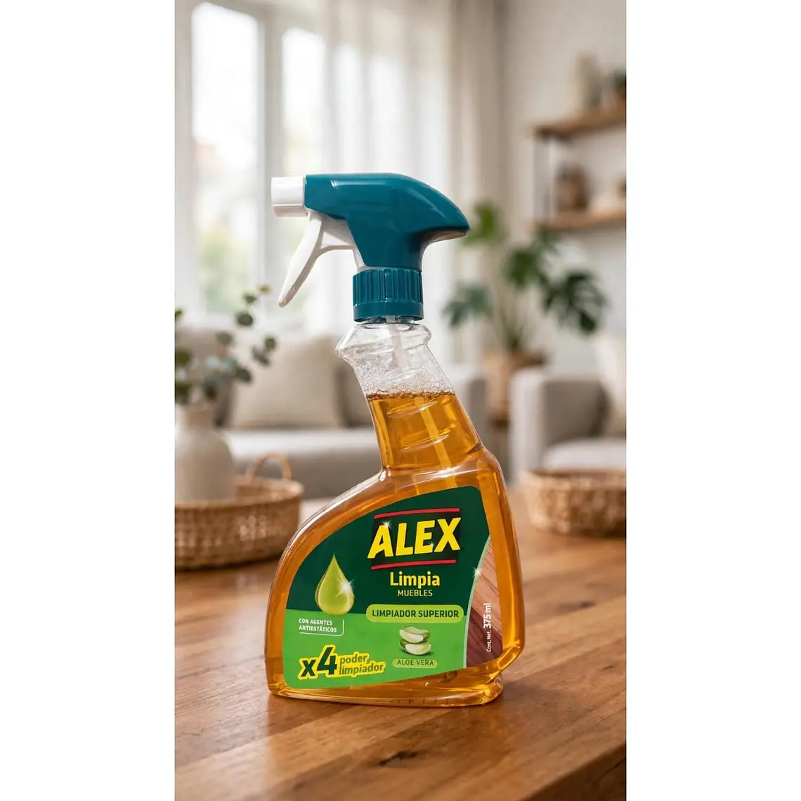 Limpiador Muebles Gatillo Alex Aloe Vera 375ml Sin Rastros 2