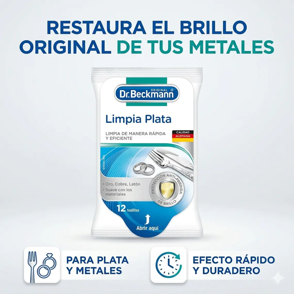 Toallitas para Plata y Metales Dr. Beckmann 12 Un 2