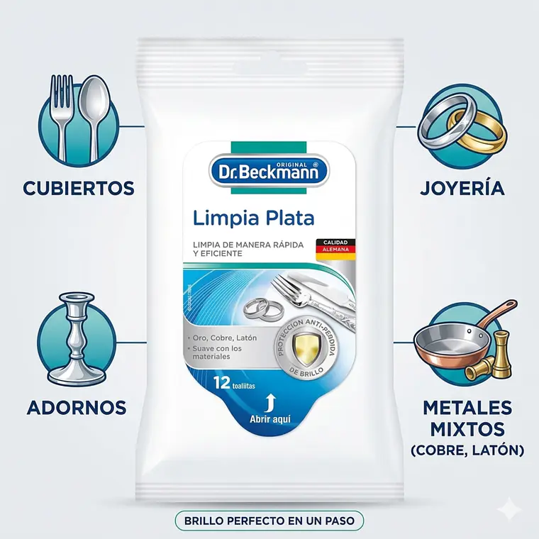 Toallitas para Plata y Metales Dr. Beckmann 12 Un 3