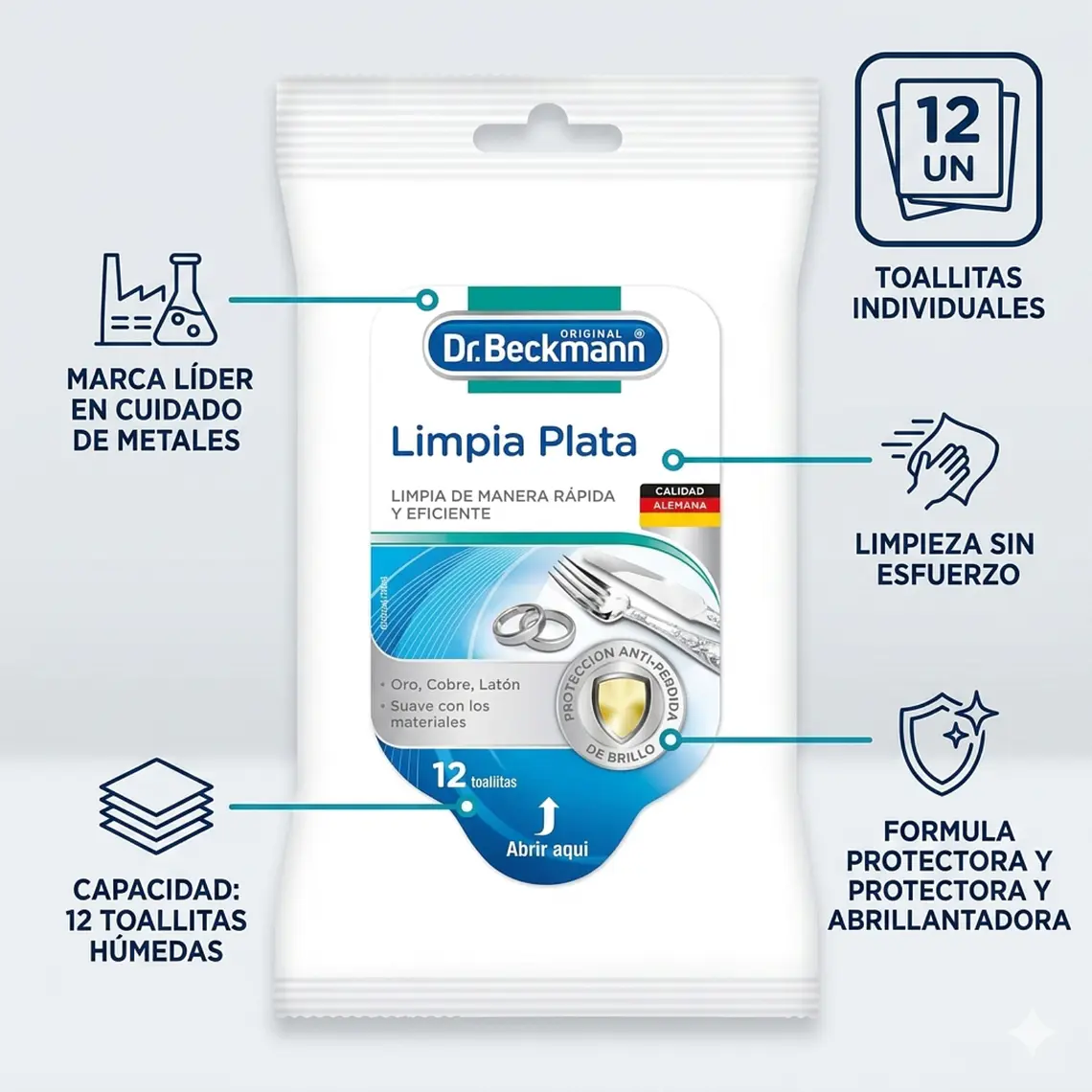 Toallitas para Plata y Metales Dr. Beckmann 12 Un 4