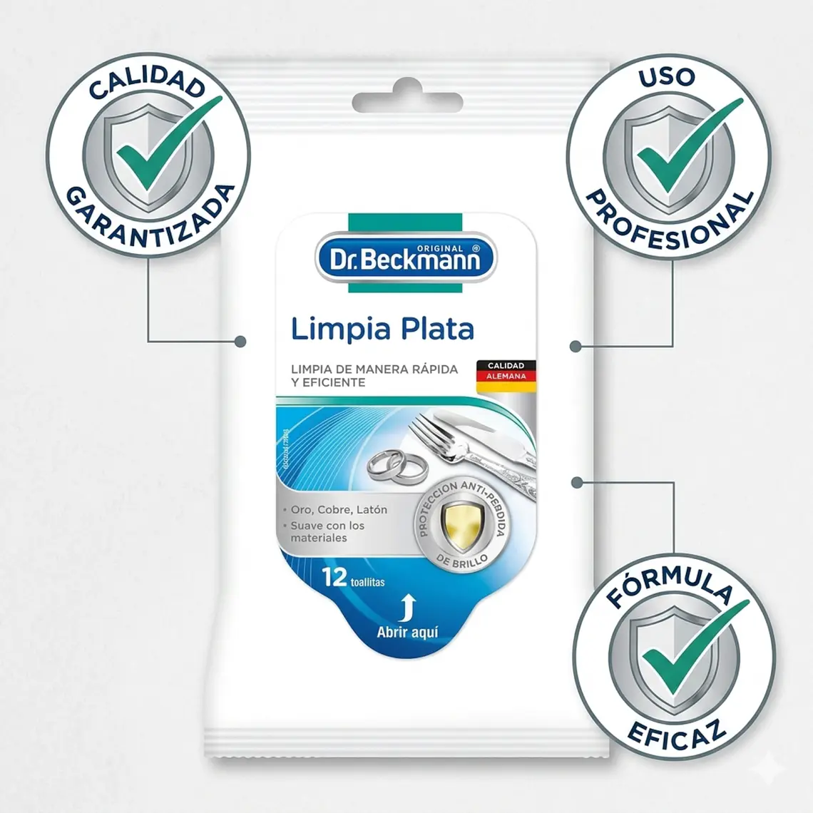 Toallitas para Plata y Metales Dr. Beckmann 12 Un 6