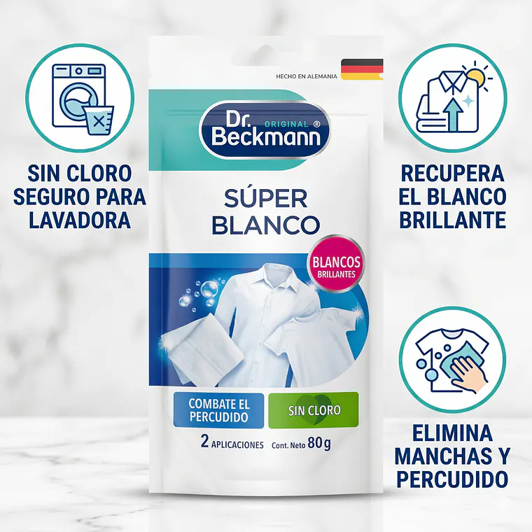Blanqueador En Polvo Dr. Beckmann Super Blanco 80 G 3