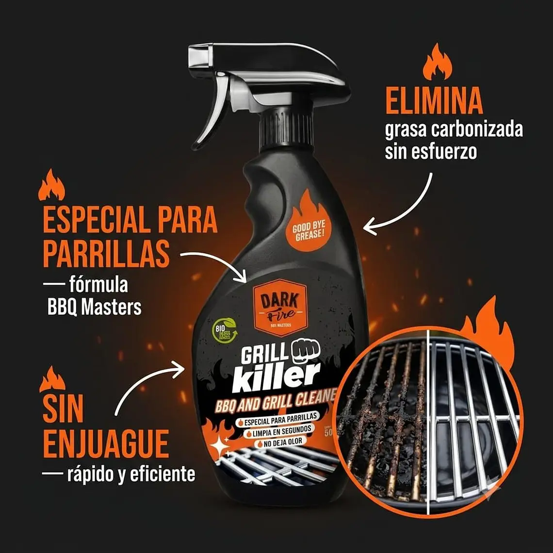 Limpiador Parrillas Antigrasa Dark Fire 500ml 3