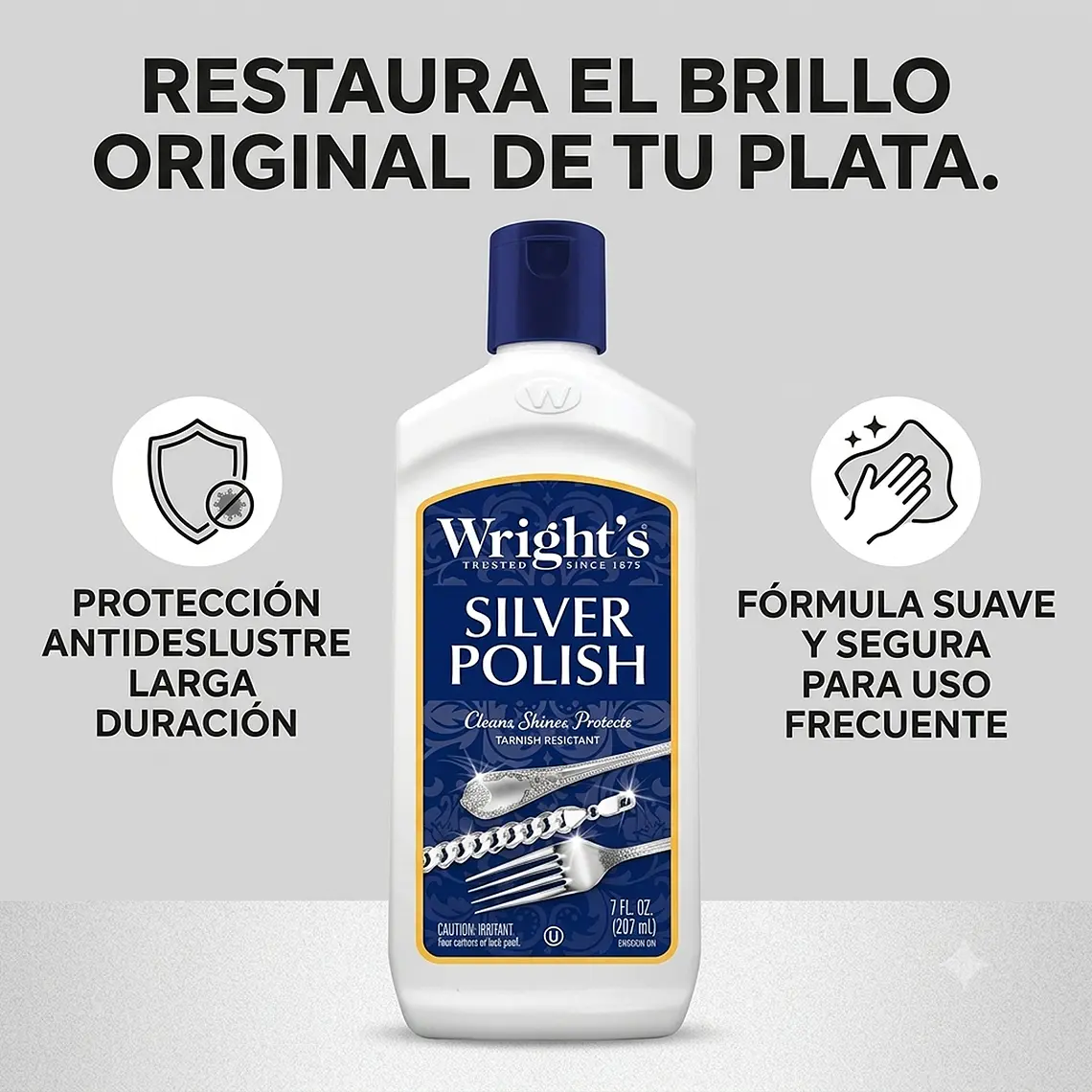 Pulidor Y Limpiador De Objetos De Plata Wrights 207ml 2