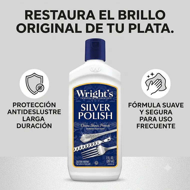 Pulidor Y Limpiador De Objetos De Plata Wrights 207ml 2