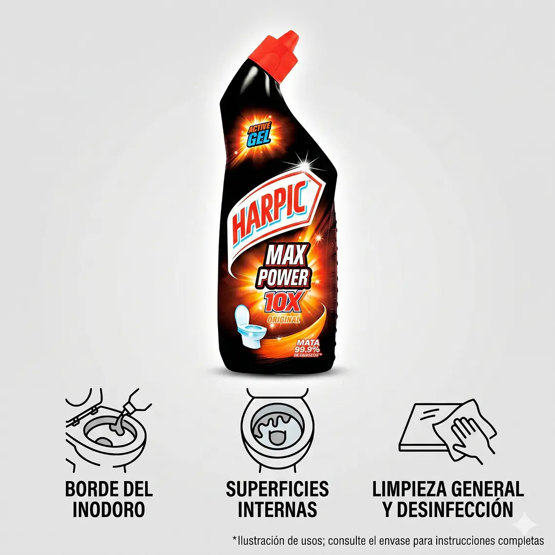 Limpiador Inodoro Harpic Power Ultra Desinfectante 750 ml 3