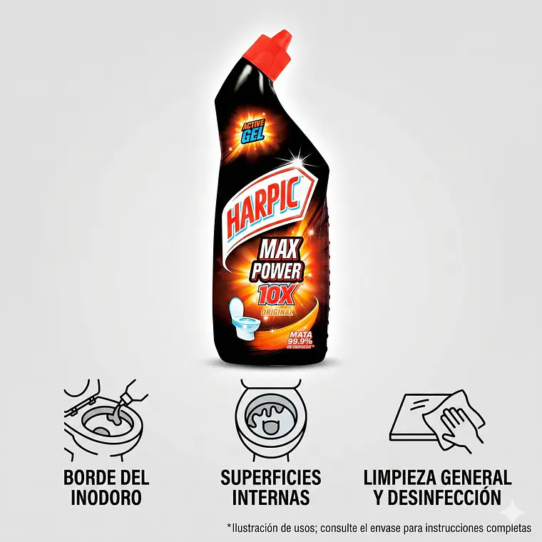 Limpiador Inodoro Harpic Power Ultra Desinfectante 750 ml 3
