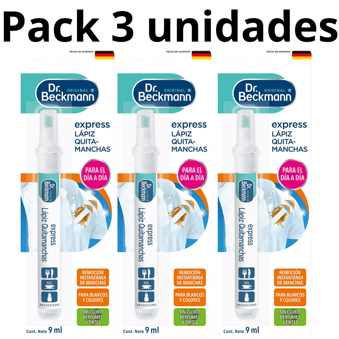 Dr. Beckmann Pack 3 Lápices Quitamanchas 9 ml 1