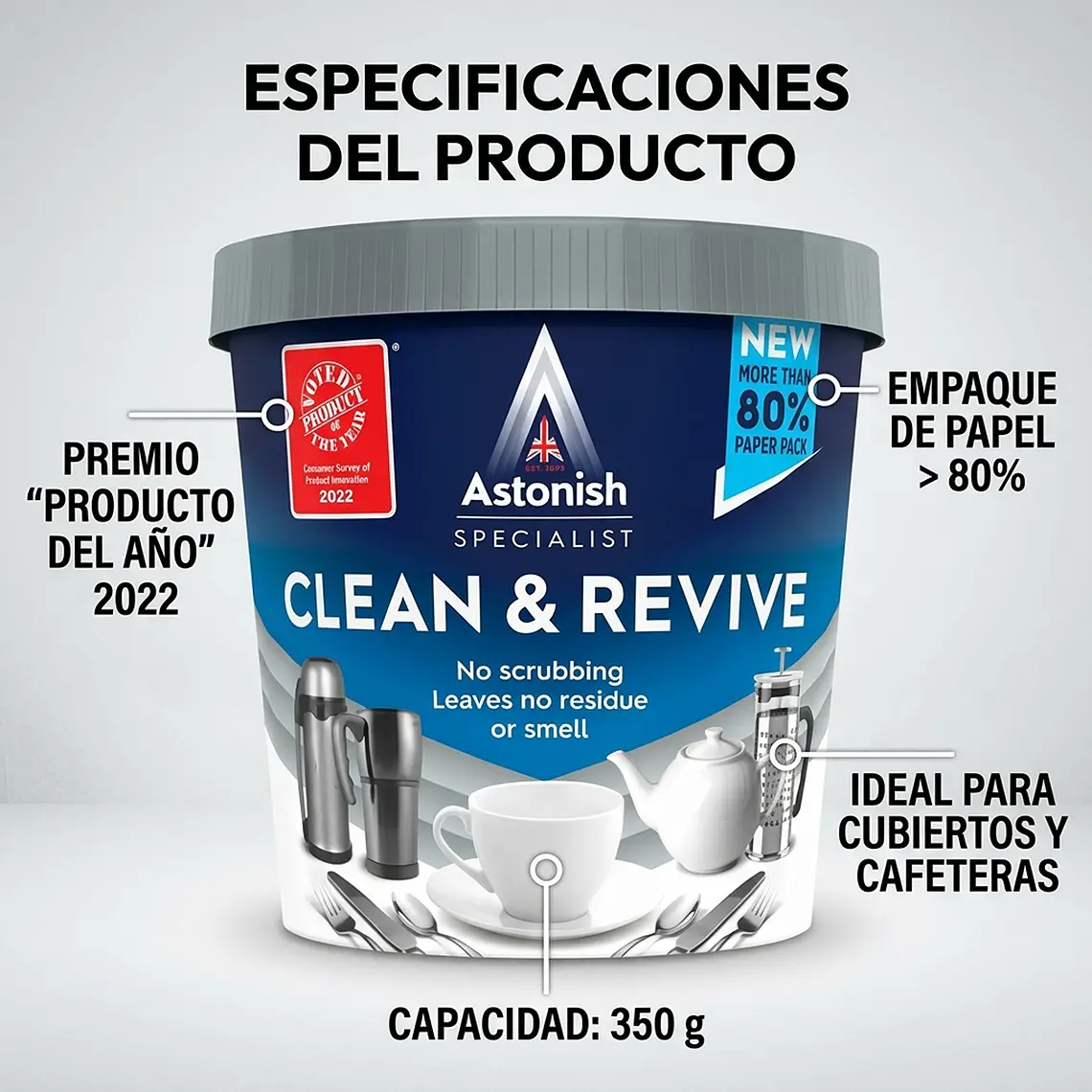 Quitamanchas Tazas Termos Astonish Polvo 350g 5