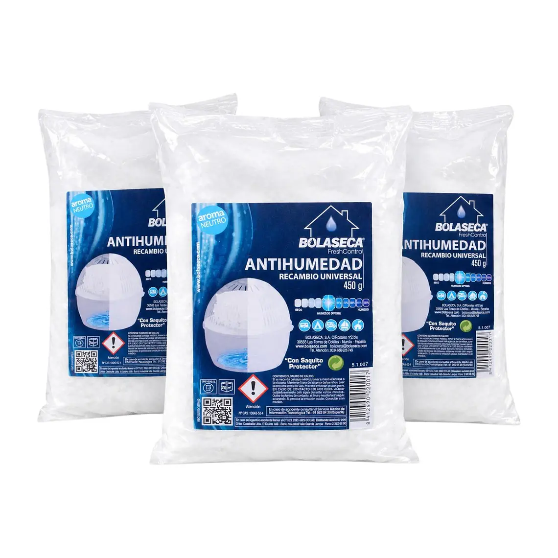 Pack 3 Bolaseca Recambio Antihumedad 450g Neutro 1