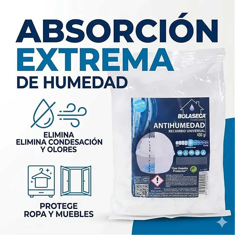 Pack 3 Bolaseca Recambio Antihumedad 450g Neutro 2