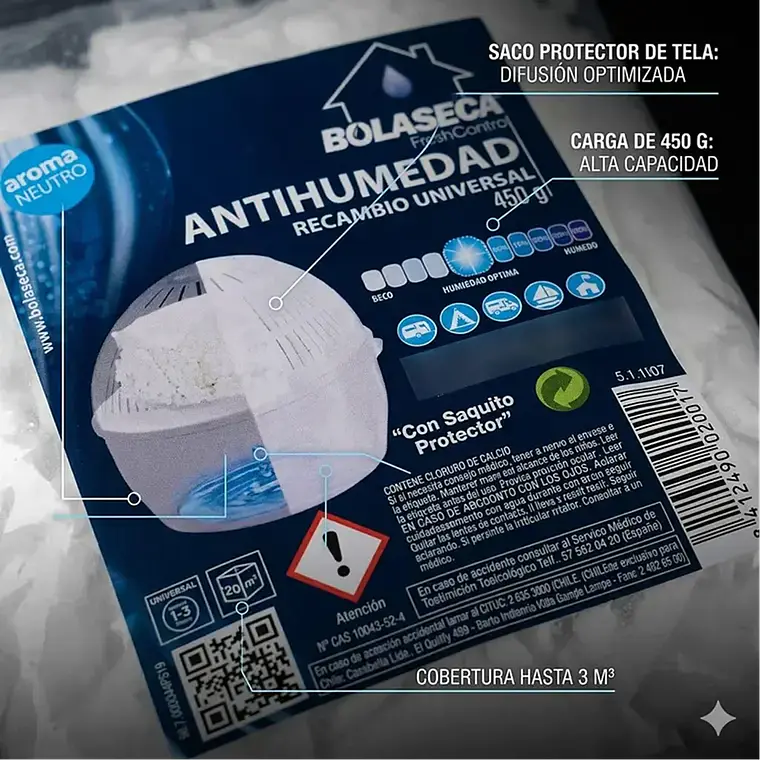 Pack 3 Bolaseca Recambio Antihumedad 450g Neutro 5