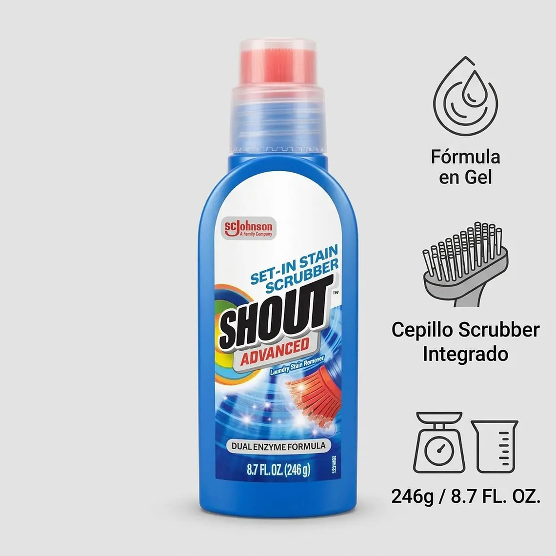 Shout Quitamanchas Ropa Gel Con Cepillo 246g 2