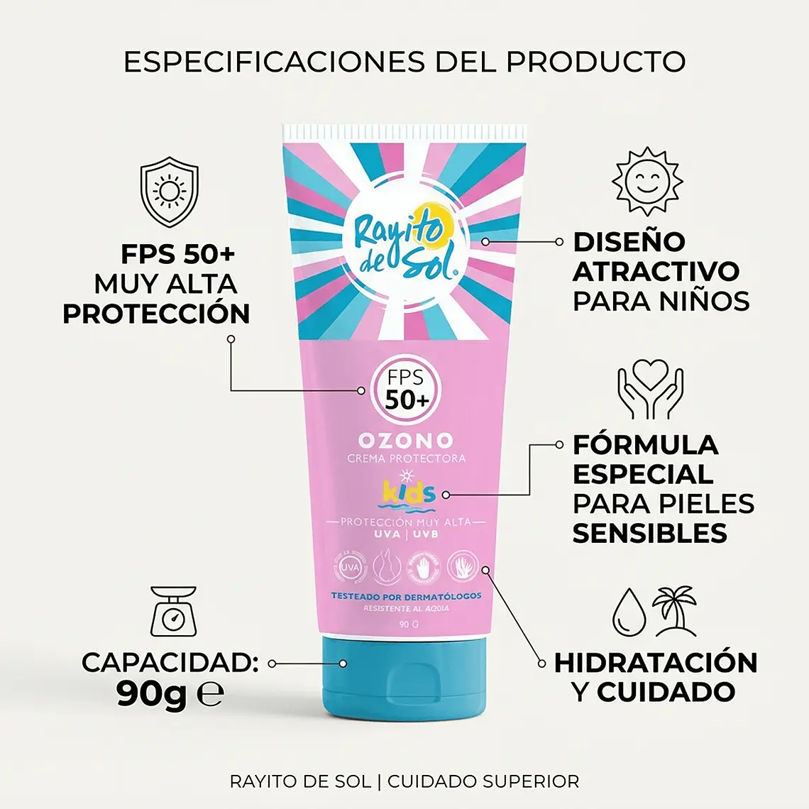 Protector Solar Rayito De Sol Ozono Kids FPS50 90g 3