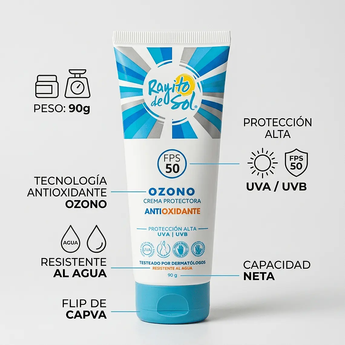 Protector Solar Rayito De Sol Ozono FPS50 90g 3