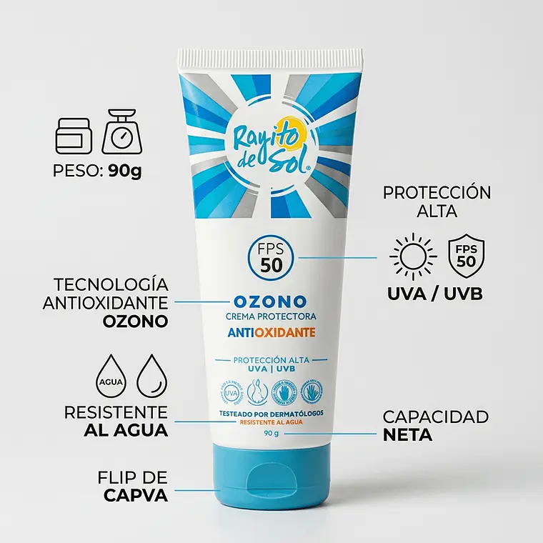 Protector Solar Rayito De Sol Ozono FPS50 90g 3