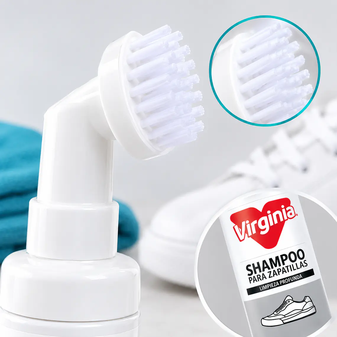 Shampoo Zapatillas Virginia Espuma 150ml Con Cepillo 5