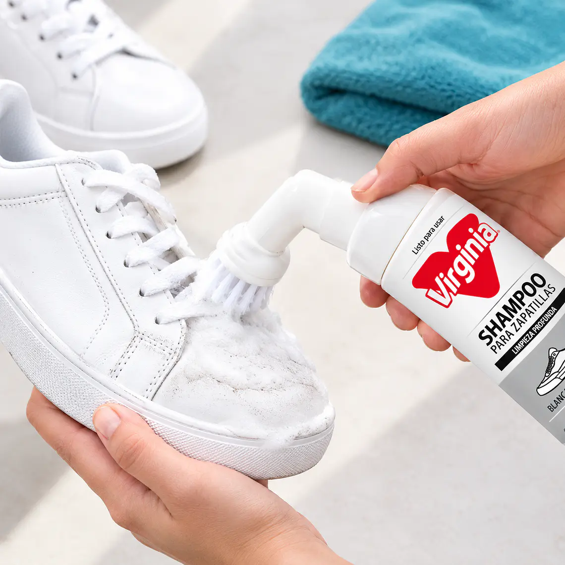 Shampoo Zapatillas Virginia Espuma 150ml Con Cepillo 6