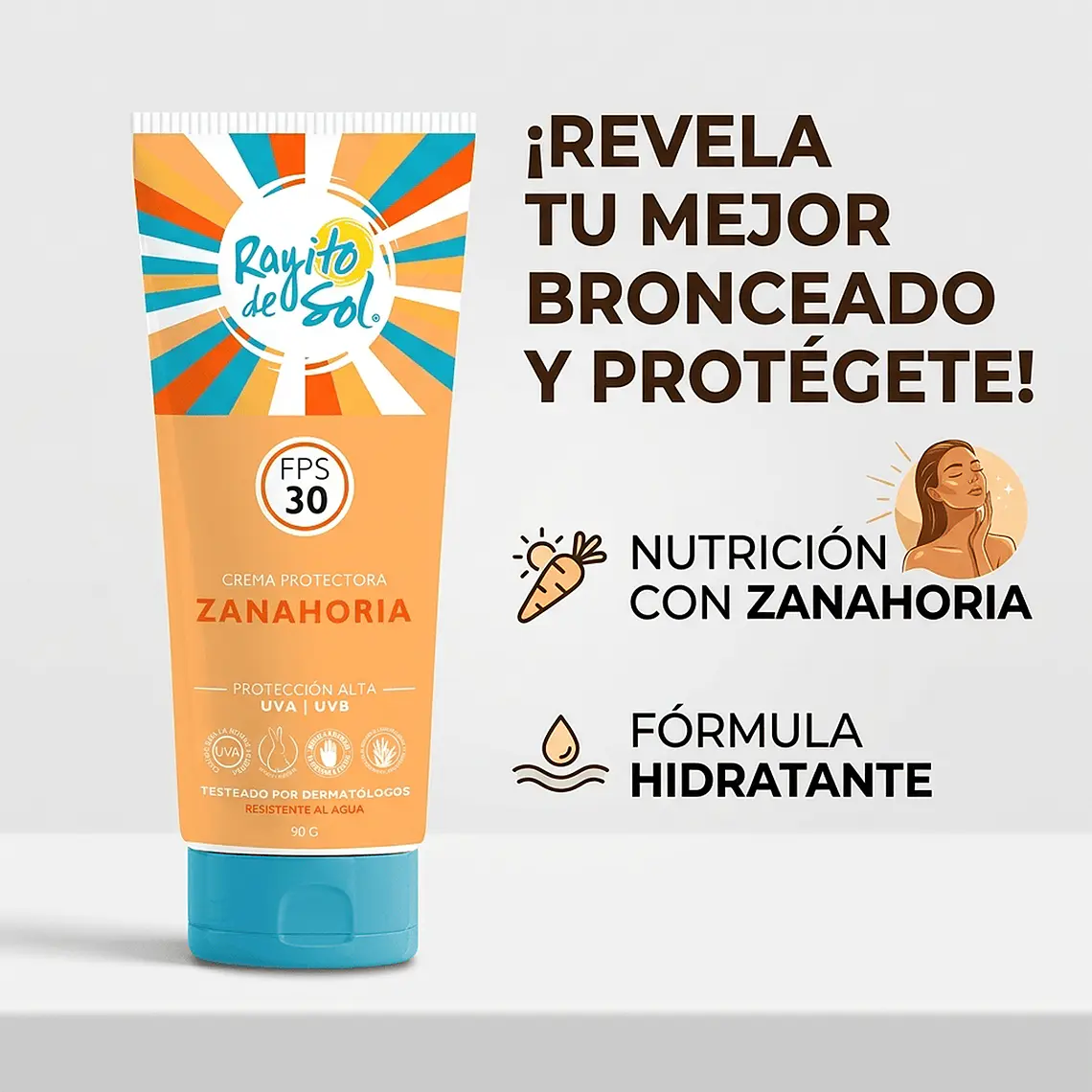 Protector Solar Rayito De Sol Zanahoria FPS30 90g 2