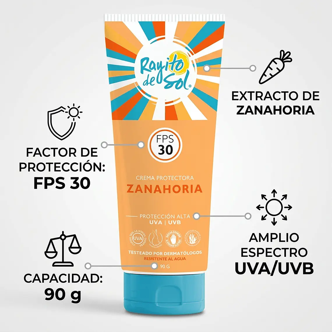 Protector Solar Rayito De Sol Zanahoria FPS30 90g 3