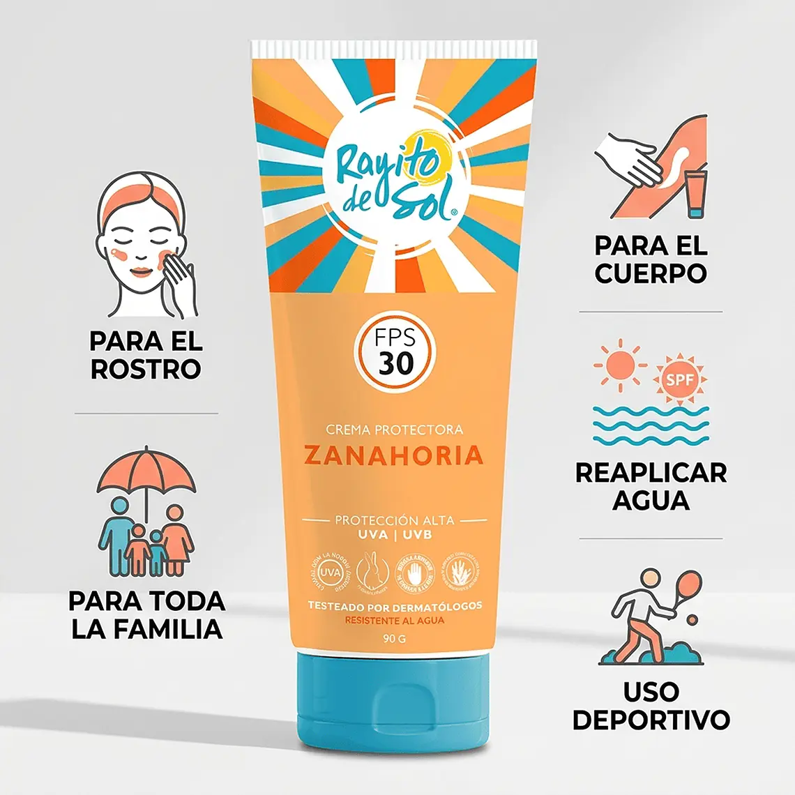 Protector Solar Rayito De Sol Zanahoria FPS30 90g 4