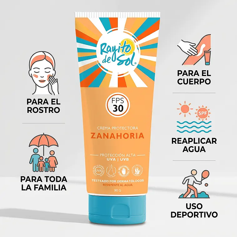 Protector Solar Rayito De Sol Zanahoria FPS30 90g 4