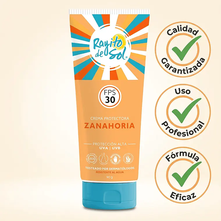 Protector Solar Rayito De Sol Zanahoria FPS30 90g 6
