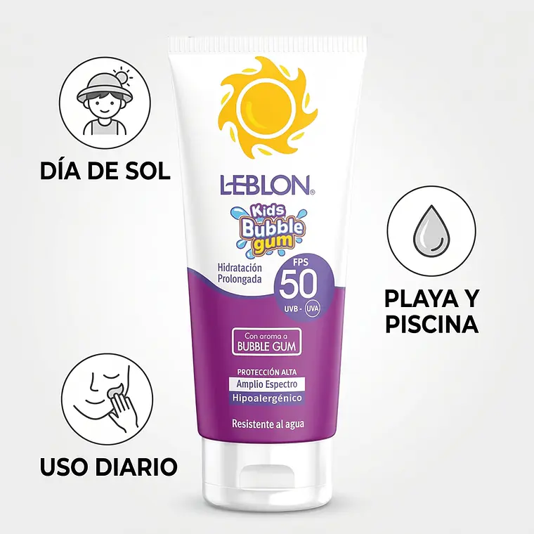 Protector Solar Leblon Kids Bubble Gum FPS50 90g 4