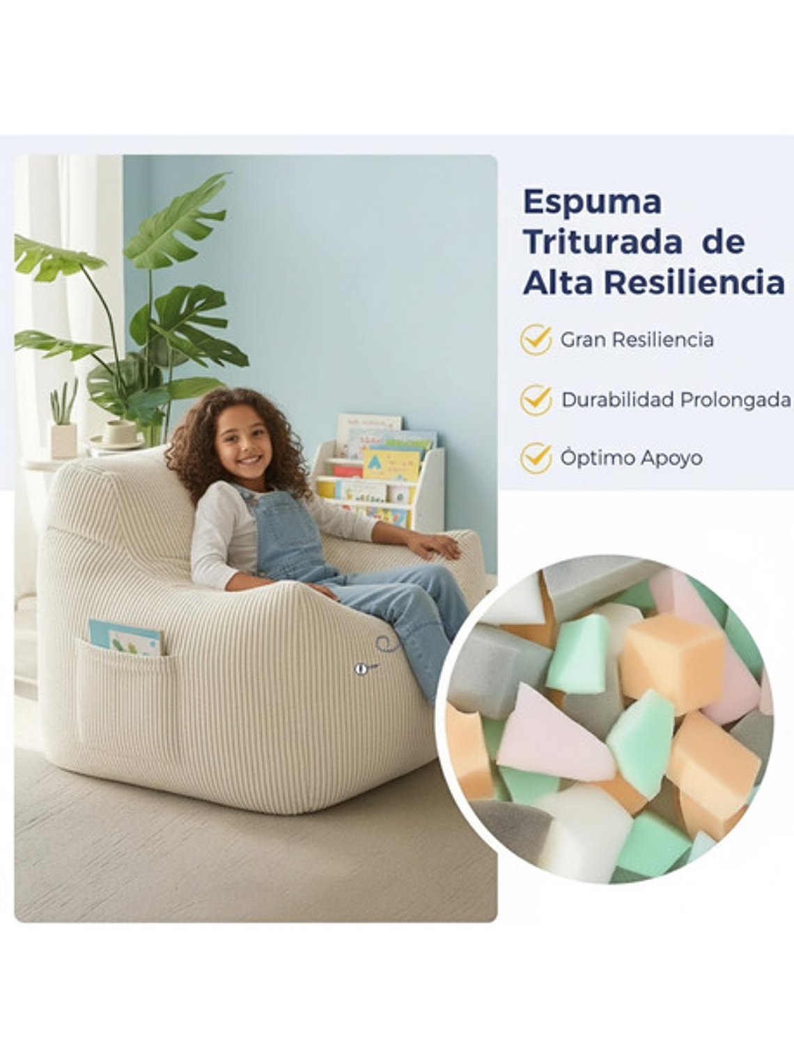 Puff Silla Sillon Infantil Bajo 58x58 Espuma Acolchable 6