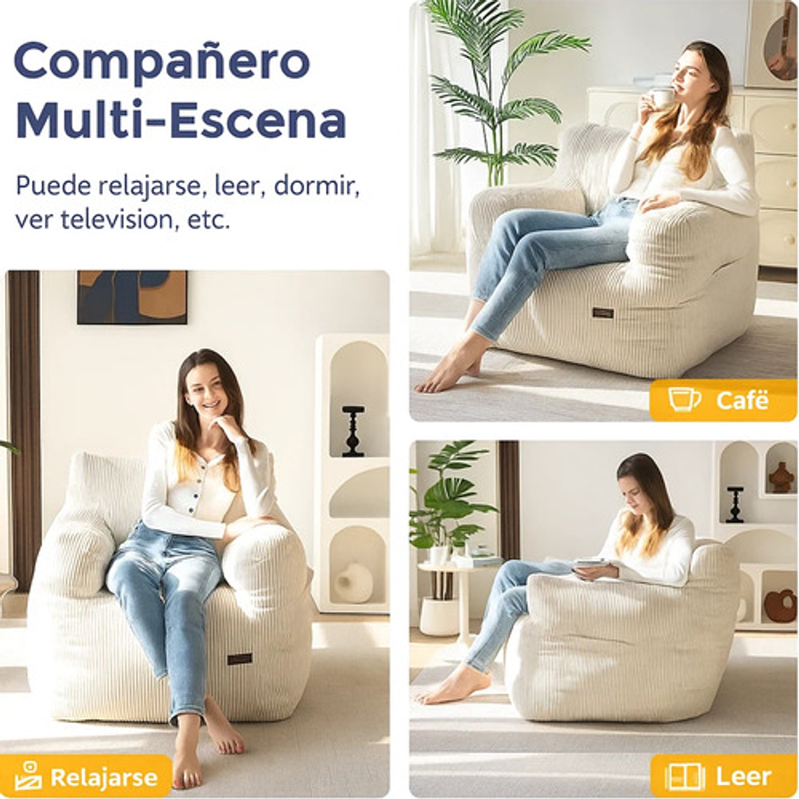 Puff Silla Sillon Individual Bajo 90x95 Espuma Acolchable 4