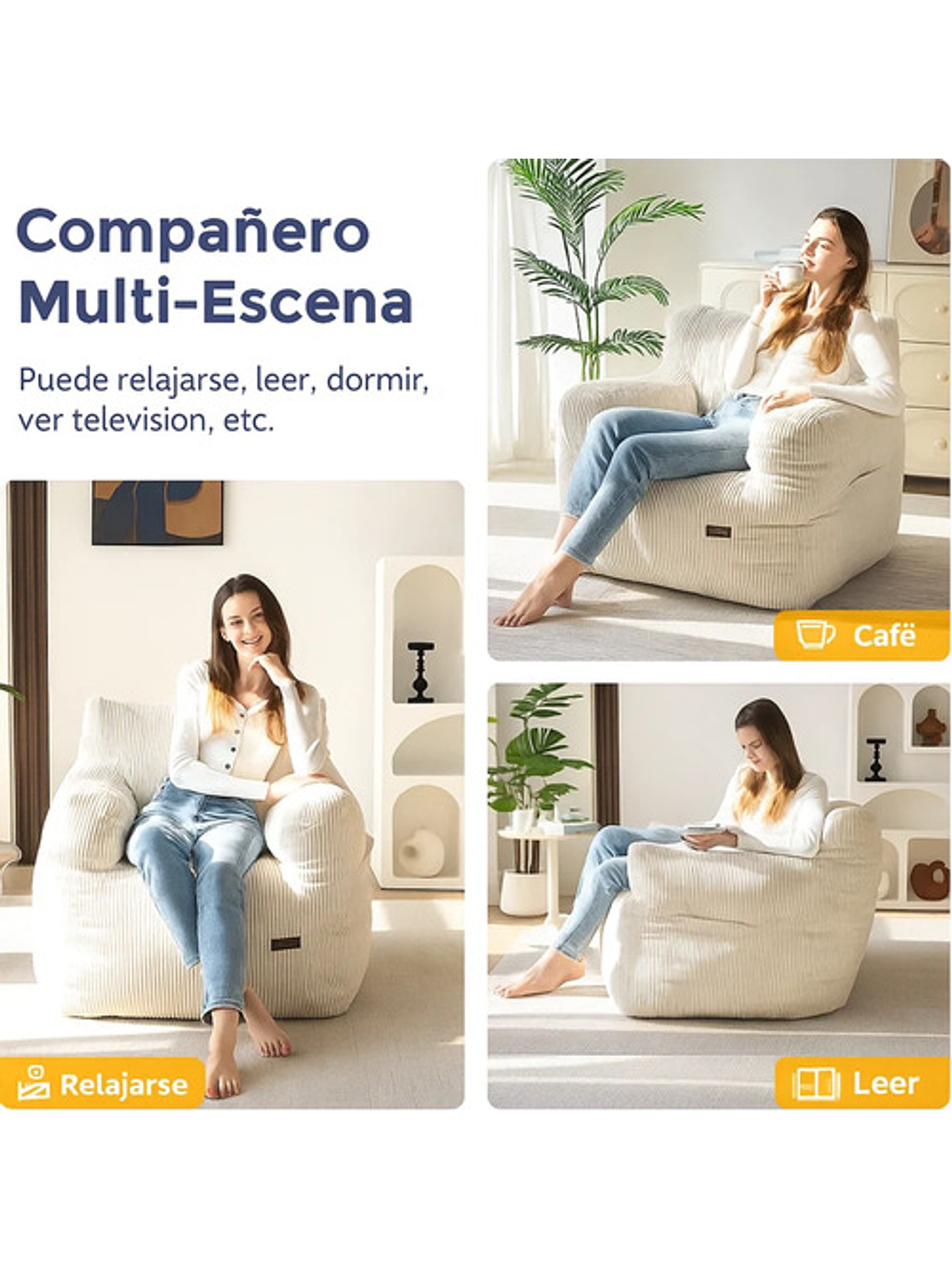 Puff Silla Sillon Individual Bajo 90x95 Espuma Acolchable 4