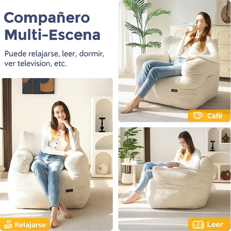 Puff Silla Sillon Individual Bajo 90x95 Espuma Acolchable 4