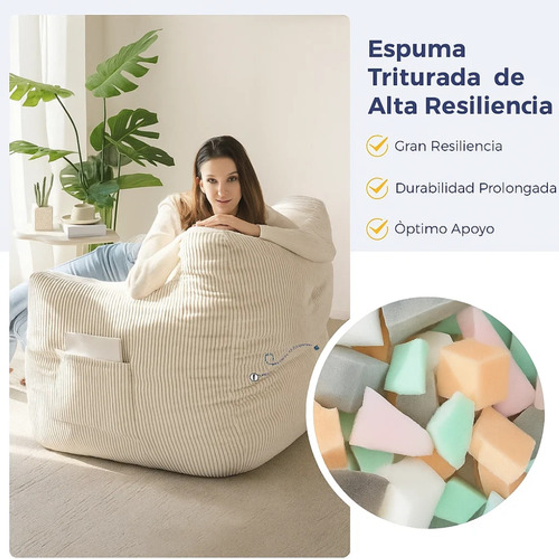 Puff Silla Sillon Individual Bajo 90x95 Espuma Acolchable 5