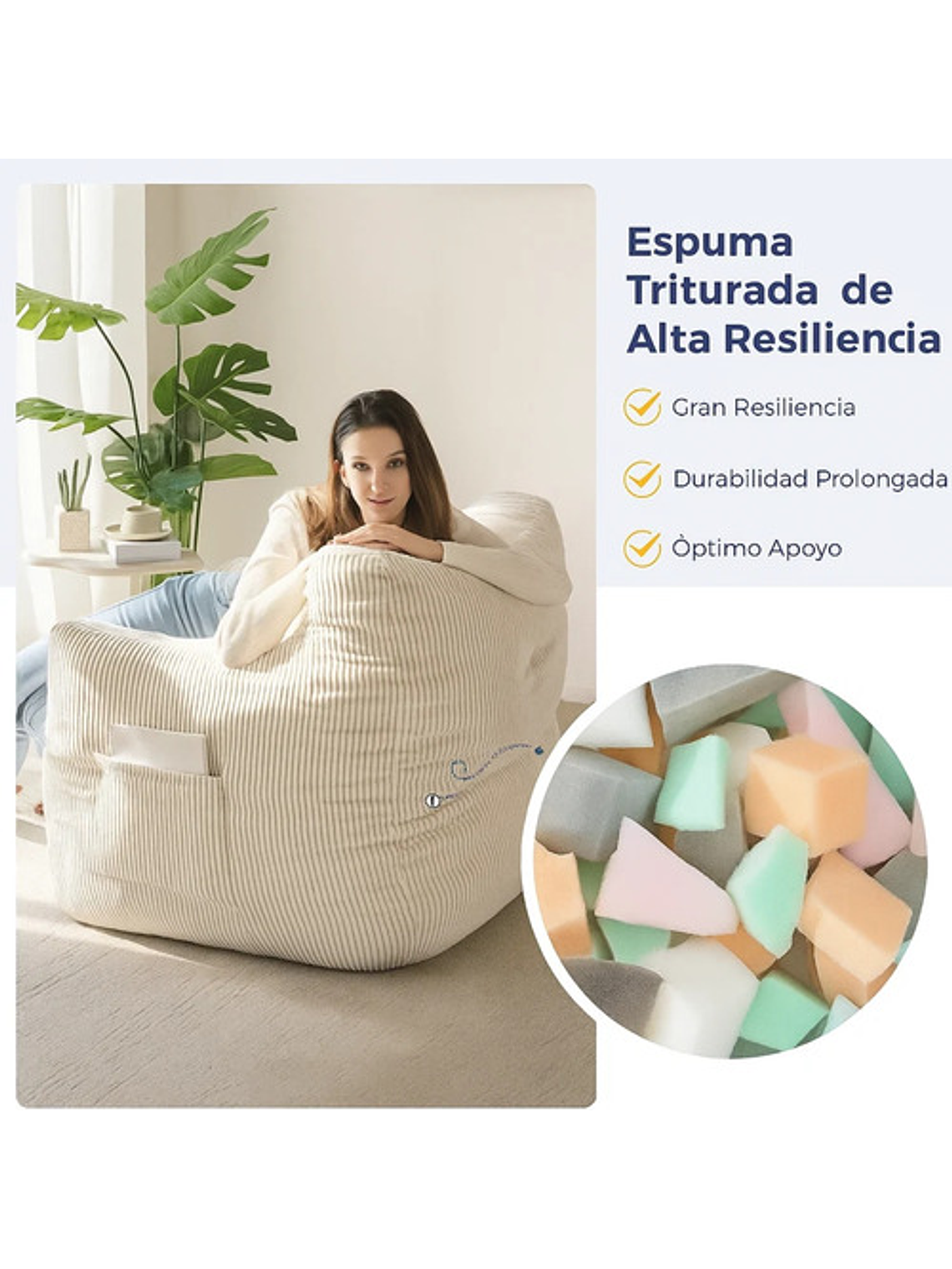 Puff Silla Sillon Individual Bajo 90x95 Espuma Acolchable 5