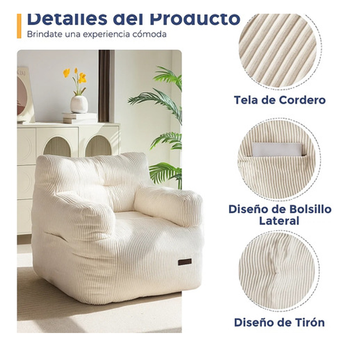 Puff Silla Sillon Individual Bajo 90x95 Espuma Acolchable 6