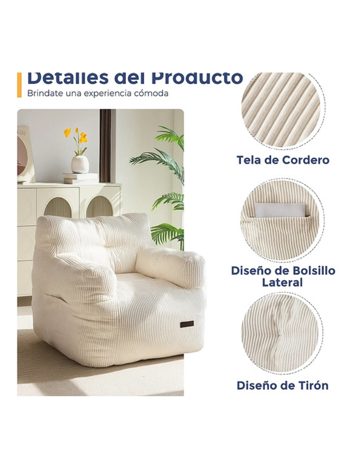 Puff Silla Sillon Individual Bajo 90x95 Espuma Acolchable 6