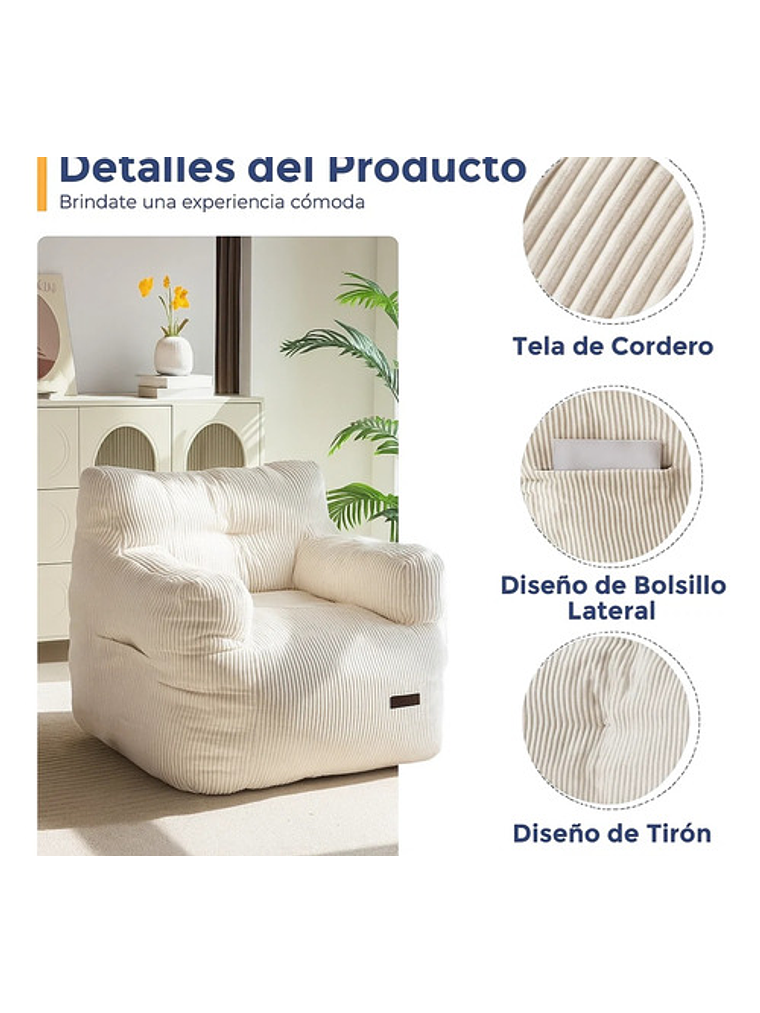Puff Silla Sillon Individual Bajo 90x95 Espuma Acolchable 6