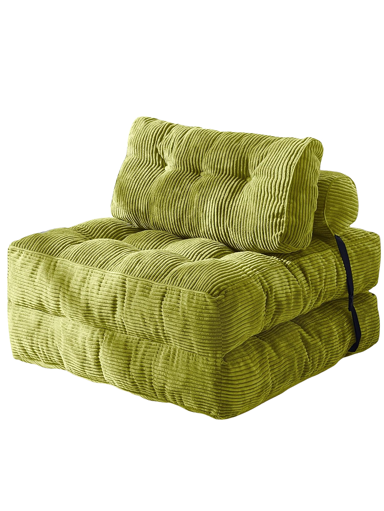 Silla Sofá Cama 190x85cm Puff Plegable Acolchada Hogar Verde 1
