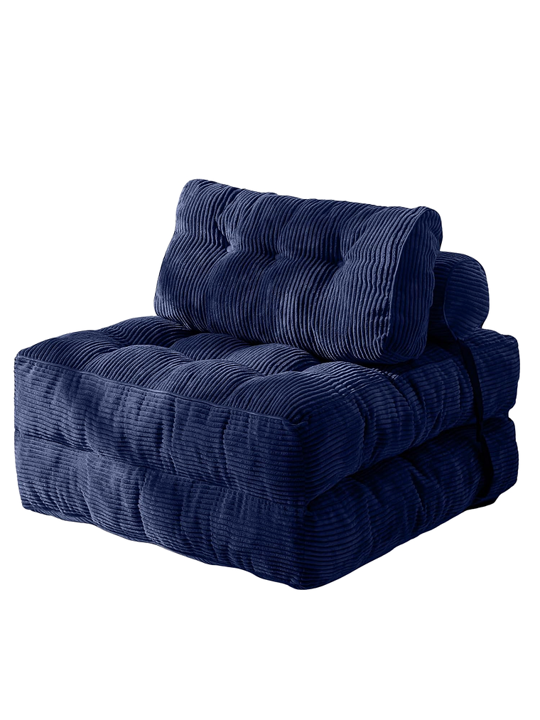 Silla Sofá Cama 190x85cm Puff Plegable Acolchada Hogar Azul 1