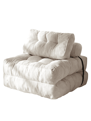 Silla Sofá Cama 155x81cm Puff Plegable Acolchada Hogar Beige