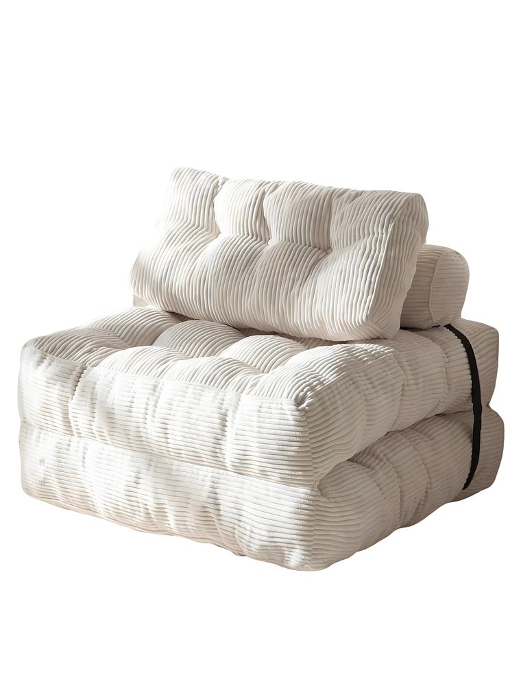 Silla Sofá Cama 190x85cm Puff Plegable Acolchada Hogar Beige 1