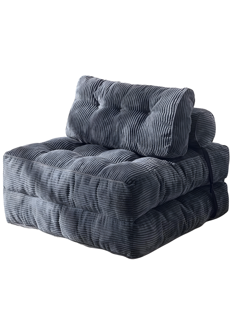 Silla Sofá Cama 190x85cm Puff Plegable Acolchada Hogar Gris 1