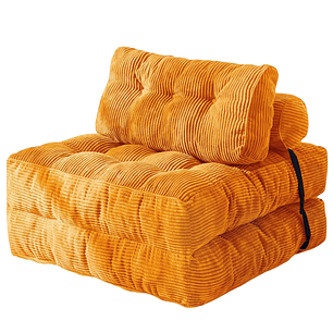 Silla Sofá Cama 190x85cm Puff Plegable Acolchada Hogar Naranja