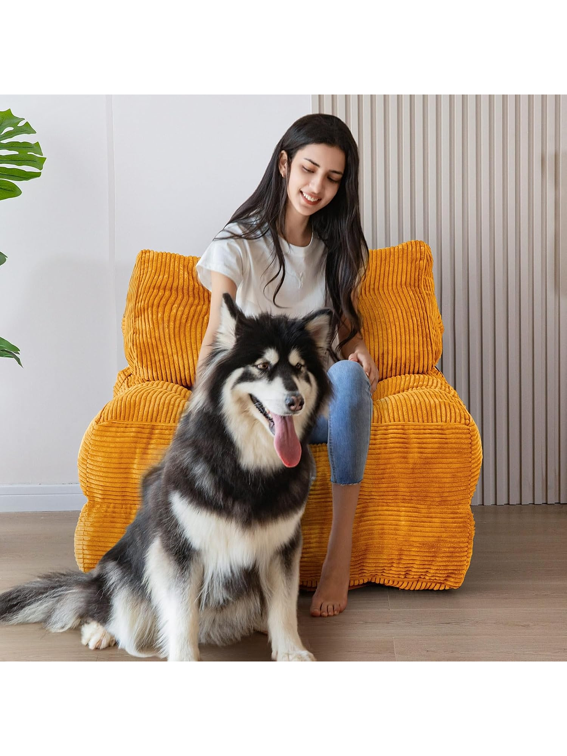 Silla Sofá Cama 190x85cm Puff Plegable Acolchada Hogar Naranja 5