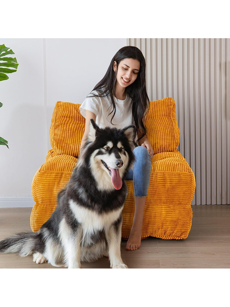 Silla Sofá Cama 190x85cm Puff Plegable Acolchada Hogar Naranja 5