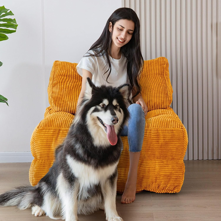 Silla Sofá Cama 155x81cm Puff Plegable Acolchada Hogar Naranja 5