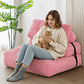 Silla Sofá Cama 155x81cm Puff Plegable Acolchada Hogar Rosa - Miniatura 3